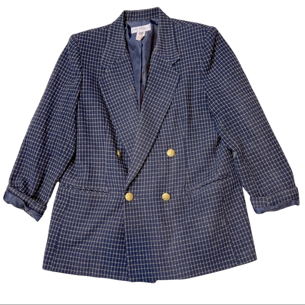 Vintage Kim Rogers Oversized Navy Blazer Jacket - Picture 1 of 6